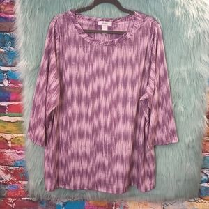 CJ Banks Purple and Orange Speckled Pattern Half Sleeve Top Size 2X